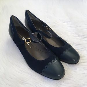 SAS Blue Scalloped Heels Retro Vintage Style